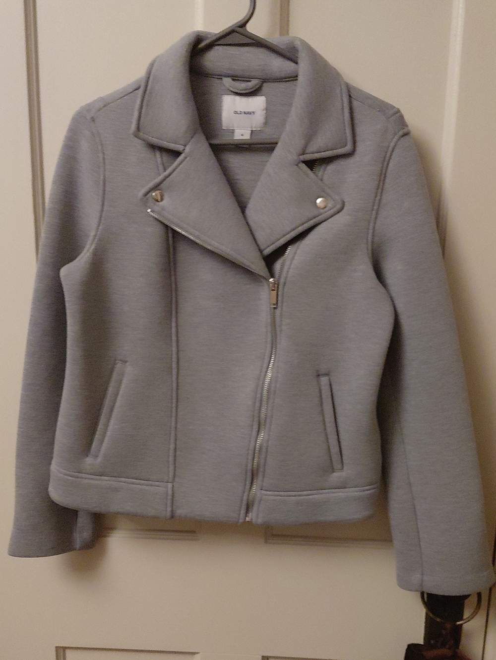 OLD NAVY Gray Sweater Moto Style Zip Up Jacket Size M